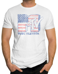 MTV Doodle Flag Logo Adult T-Shirt