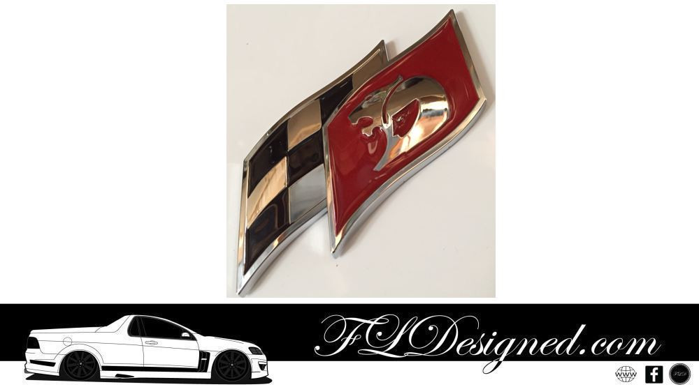 Hsv Replica Red / Chrome Flag Badge - FL Designed Australia