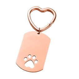 Dog Tag With Paw - LARGE ROSE GOLD - Stainless Steel