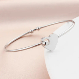 Open Heart Bangle - SILVER - Stainless Steel