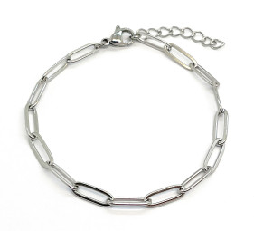 18cm Paper Chain Bracelet  12mm x 4mm SILVER - Stainless Steel