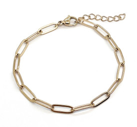 18cm Paper Chain Bracelet  12mm x 4mm Rose Gold Plated - Stainless Steel
