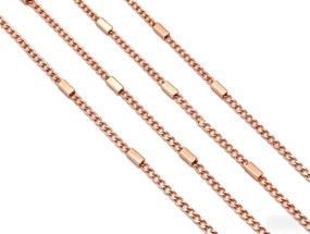 Square Tube Curb Chain Fine - 46cm / 18" - 18ct ROSE Plated - Stainless Steel