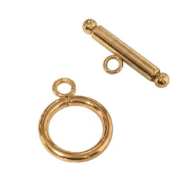 Toggle Clasp - 18ct GOLD PLATED- Polished - Stainless Steel