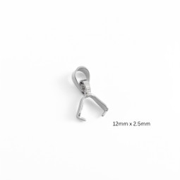  Pinch Clip Bail 12mm- SILVER - Stainless Steel