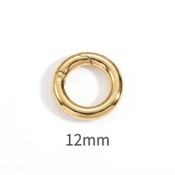 12mm Round Shape Clasp - 18ct GOLD Plated - Stainless Steel