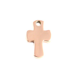 Miniature Charm Cross - 18ct ROSE Plated - Stainless Steel