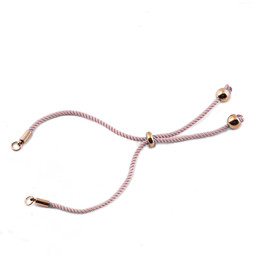 Bolo Bracelet PINK Rope Double Ended - 18ct ROSE Plated - Stainless Steel