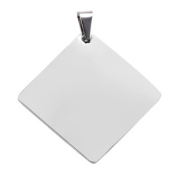 Large Square Pendant - SILVER Stainless Steel