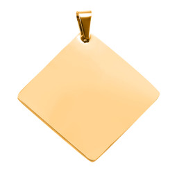 Large Square Pendant - 18ct Gold Plated - Stainless Steel