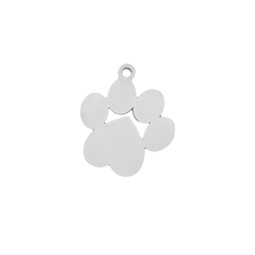 Miniature Dog Paw Charm - Polished Stainless Steel