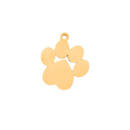Miniature Dog Paw Charm - Gold Plated Stainless Steel