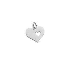 Miniature Heart in Heart - SILVER Stainless Steel