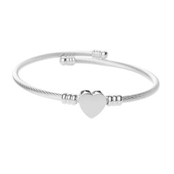 Heart Bangle - SILVER - Stainless Steel