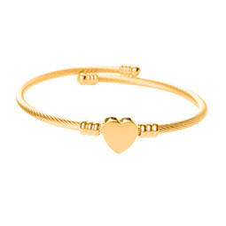 Heart Bangle - GOLD Plated - Stainless Steel