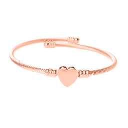 Heart Bangle - ROSE GOLD Plated - Stainless Steel