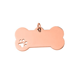 Bone Tag - With Paw ROSE GOLD Plated- Large