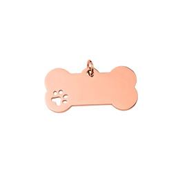 Bone Tag - With Paw ROSE GOLD Plated- Small