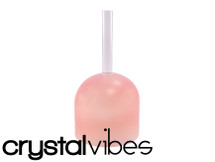 8" Handle Translucent Rose Quartz Fusion Crystal Singing Bowl 