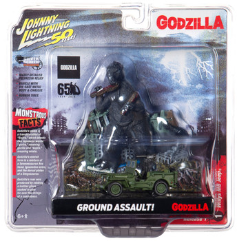 Godzilla Silver Screen Series Façade Diorama - Japan Poilce Reserve Corps. Willys MB Jeep Johnny Lightning