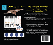 2001: A Space Odyssey Pan Am Space Clipper Markings and Reference Set for the new 1/72 Moebius Models Kit