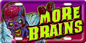 More Brains Zombie License Plate