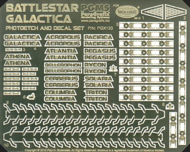 Battlestar Galactica Viper Mk 2 Photoetch & Decal Set Paragrafix Pgx125 Moebius 