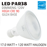 PAR38 LED LAMP 17.0 WATT GU24 BASE FLOOD 40° 3000K HIGH 90 CRI DIMMABLE 120V GREEN CREATIVE #16306 17PAR38G4DIM/930FL40/GU24