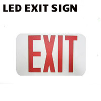 LED EXIT SIGN RED WHITE 120V-277V BATTERY B/U BEST EZRXTEU-2-R-W-EM