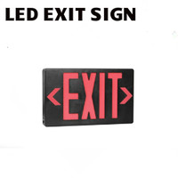 LED EXIT SIGN RED BLACK 120V-277V BATTERY B/U BEST EZXTEU-2-R-B-EM