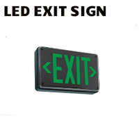 LED EXIT SIGN GREEN BLACK 120V-277V BATTERY B/U BEST EZXTEU-2-G-B-EM