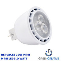LED MR11 LAMP 3.0 WATT 220 LUMENS GU24 BI PIN BASE 12V 80 CRI 3000K GREEN CREATIVE 40714-3MR11G4/830NF30