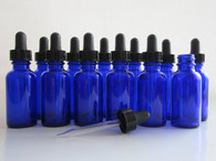 1oz Cobalt Blue Glass Bottles with Glass Eye Dropper - Pack of 12