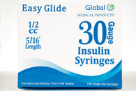 Easy Glide 1/2cc Insulin Syringe - 30g x 5/16" - Box of 100