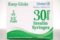 Easy Glide 1cc Insulin Syringe - 30g x 1/2" - Box of 100