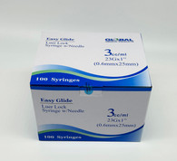Easy Glide 3ml Syringes with 23g x 1" Hypodermic Needles - Box of 100