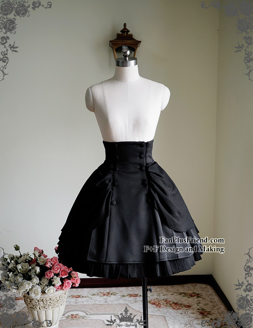Steampunk High Waisted Skirt Steampunk Vintage Bustle Skirt*black,burgundy
