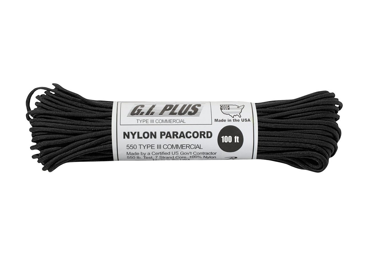 NYLON PARACORD 550LB 50 FT / BLACK - Action Surplus