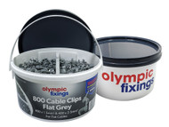 Olympic Flat Grey Cable Clips In Bucket of 800
