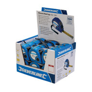 Silverline 8m / 26ft x 25mm Wide Contractors Tape Measures In Box of 24