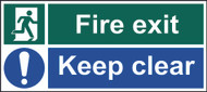 Fire Exit & Keep Clear Sign (450 x 200mm)