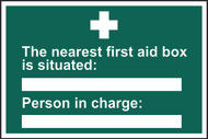 The Nearest First Aid Box is Situated PVC Sign (300 x 200mm)