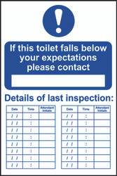 Toilet Inspection & Contact PVC Sign (200 x 300mm)