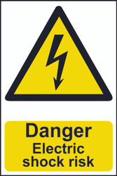 Danger Electric Shock Risk PVC Sign (200 x 300mm)