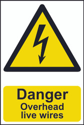 Danger Overhead Live Wires PVC Sign (200 x 300mm)