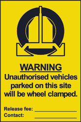 Warning Unauthorised Vehicles Clamped, Fee & Contact PVC Sign (200 x 300mm)