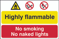 Highly Flammable, no Smoking  PVC Sign (600 x 400mm)
