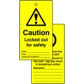 Lockout tags - Caution Locked out for safety (Double sided 10 pack)