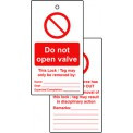 Lockout tags - Do not open valve (Double sided 10 pack)