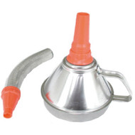 6 Inch Round Metal Body Fuel Funnel With Detachable Flexible Spout